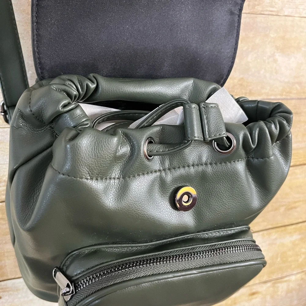 Wild Fable Green Small Mini Backpack with Flap Snap and Tie Closure NWOT